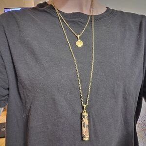 Chic 2-in-1 Layered Necklace | Leopard Print Pendant & Gold Coin